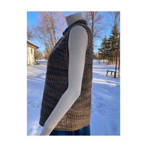 Vintage 70s Marella Knit Open Vest Cardigan High Crew Neck Sz M - Picture 5 of 10